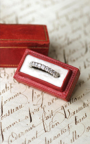 Bague 51.5 Alliance tour complet pavée de diamants 1,00 ct en or blanc 18kt 58 Facettes