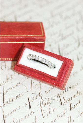 Bague 51.5 Alliance tour complet pavée de diamants 1,00 ct en or blanc 18kt 58 Facettes