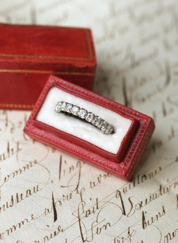 Bague 51.5 Alliance tour complet pavée de diamants 1,00 ct en or blanc 18kt 58 Facettes