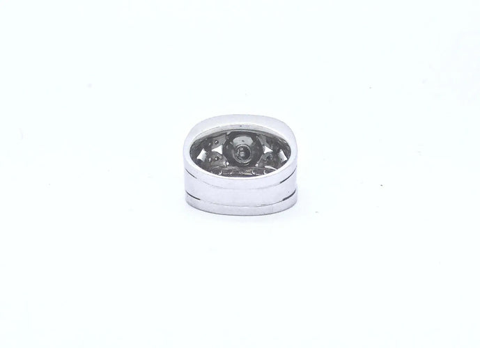 Bague Bague bandeau en or blanc 18 ct avec perle de Tahiti et diamants 58 Facettes 5690