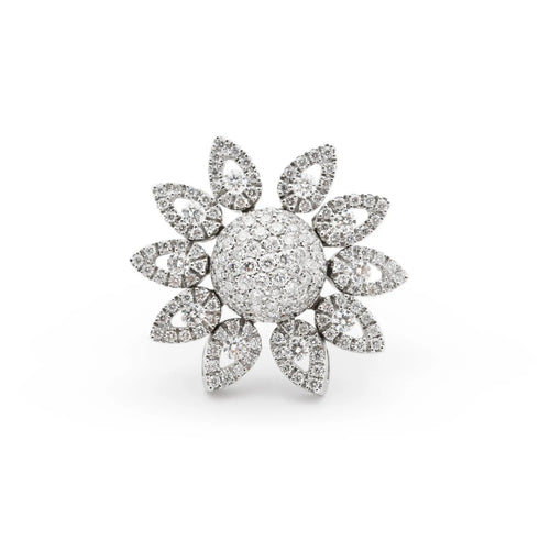 Bague Bague fleur en or blanc avec diamants 2,1 ct 58 Facettes 17335