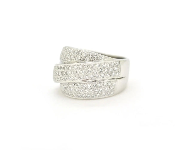 Bague Bague bandeau tressée en or blanc 18 kt et diamants 1,40 ct 58 Facettes 13492