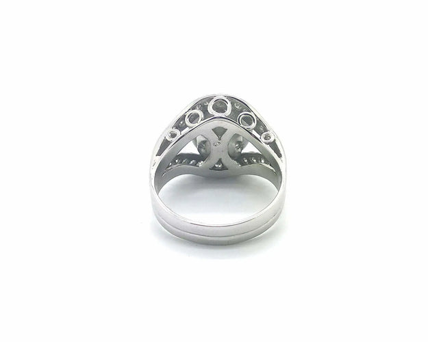 Bague Bague en or blanc 18 ct avec perle de Tahiti et diamants 58 Facettes 6173