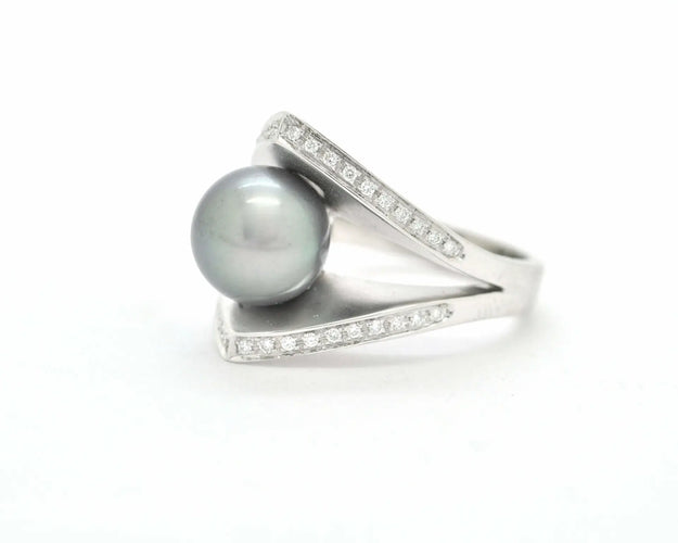 Bague Salvini - Bague en or blanc 18 ct avec perle de Tahiti et diamants 58 Facettes 8627
