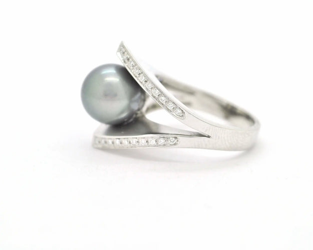 Bague Salvini - Bague en or blanc 18 ct avec perle de Tahiti et diamants 58 Facettes 8627