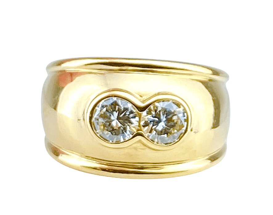 Bague 52 Bague jonc/ bandeau en or jaune ornée de 2 diamants 58 Facettes AB430