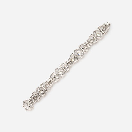 Bracelet Art déco - Bracelet maillons en platine et diamants taille ancienne 58 Facettes 22768