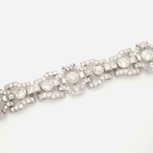 Bracelet Art déco - Bracelet maillons en platine et diamants taille ancienne 58 Facettes 22768