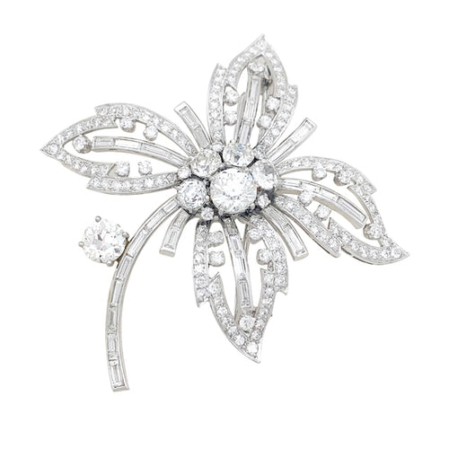 Broche Broche Fleur en platine et or blanc 18K, diamants 58 Facettes 33787