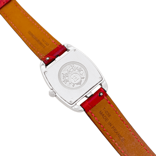 Montre Hermès Cape Cod Tonneau - Montre en acier et diamants sur cuir 58 Facettes 34299