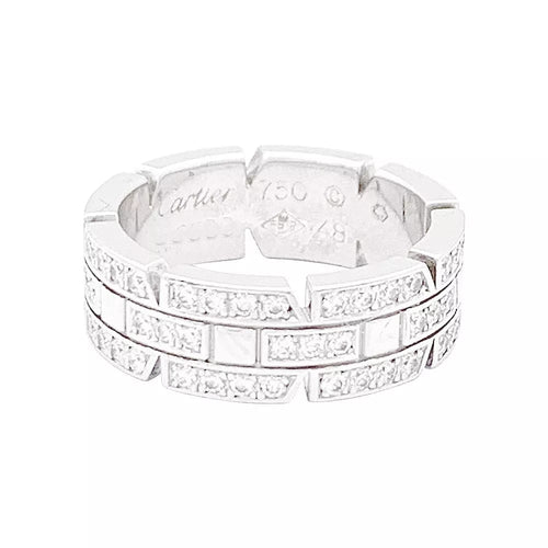 Bague 48 Cartier Tank Française - Bague en or blanc sertie de diamants 58 Facettes 33676