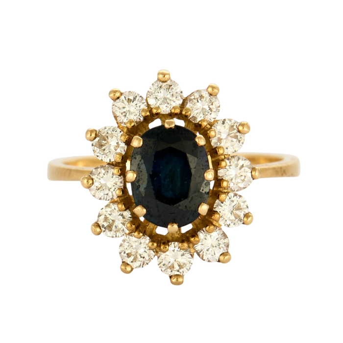 Bague marguerite, saphir et diamants