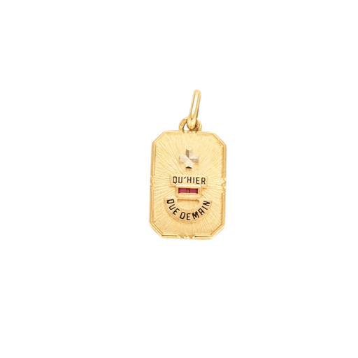 Augis pendant-Rectangular love medal with cut sides 58 Facettes