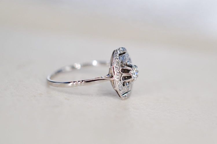 Bague 50 Bague Art Déco - Bague en or blanc 18 carats et diamant 58 Facettes 3766