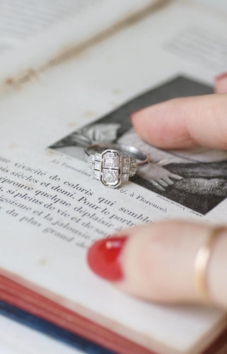 Bague 53.5 Bague Art déco en platine et diamants taillés à l’ancienne 58 Facettes
