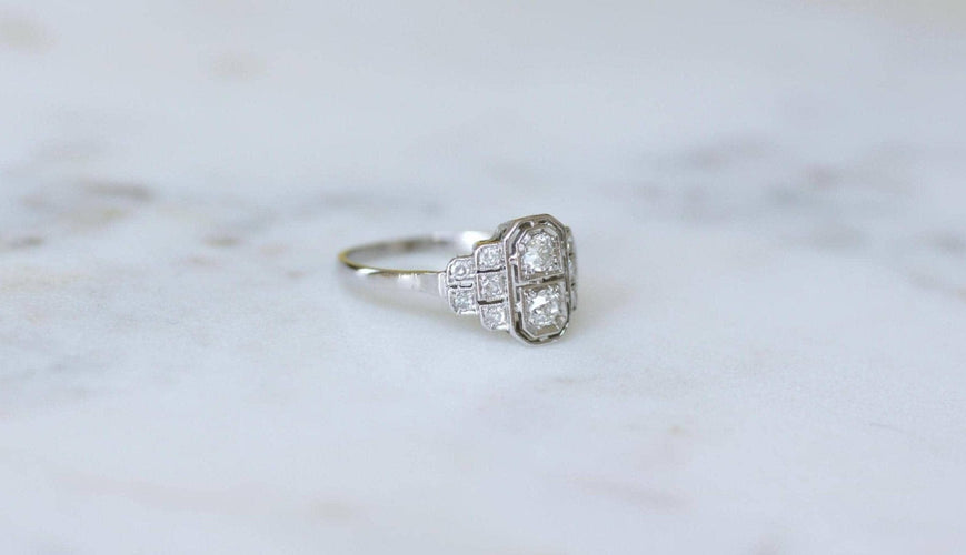 Bague 53.5 Bague Art déco en platine et diamants taillés à l’ancienne 58 Facettes