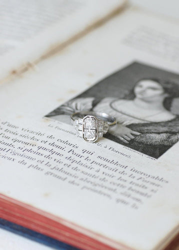 Bague 53.5 Bague Art déco en platine et diamants taillés à l’ancienne 58 Facettes