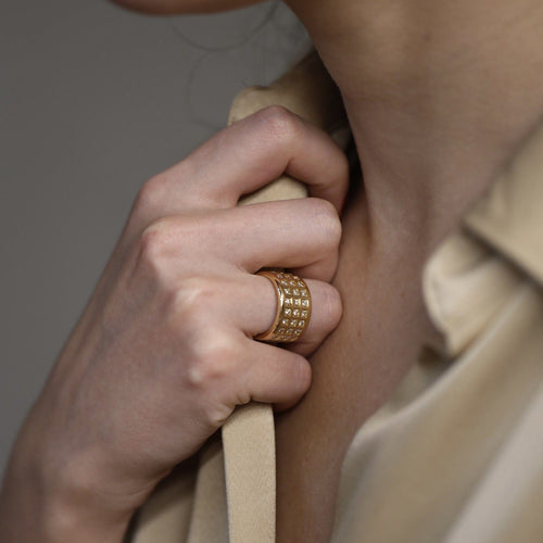 Bague 51 Bague bandeau diamants en or jaune 18k 1,50 ct H-VS 58 Facettes FB11221