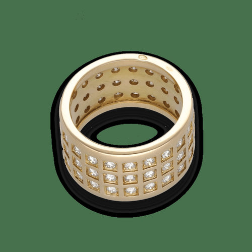 Bague 51 Bague bandeau diamants en or jaune 18k 1,50 ct H-VS 58 Facettes FB11221