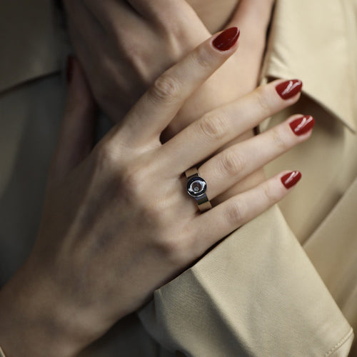 Bague 53 Chopard Happy Diamond - Bague en or gris 18k avec diamant mobile 0,05 ct 58 Facettes FB11097