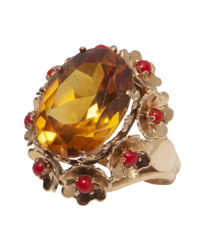 Bague 52 Fastueuse - Bague cocktail en or rose 18K citrine et corail 58 Facettes BO230188/FASTUEUSE
