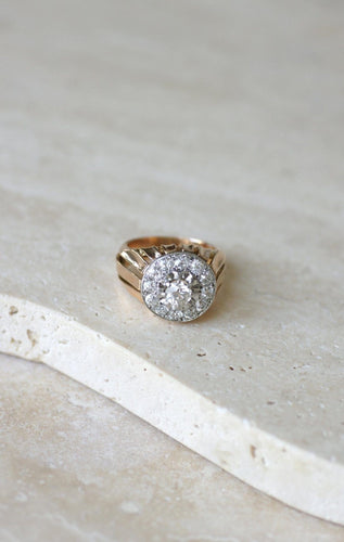 Bague 58.5 Bague cocktail cible en or rose 18k et platine et diamants 2,40 cts 58 Facettes