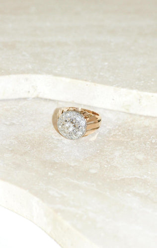 Bague 58.5 Bague cocktail cible en or rose 18k et platine et diamants 2,40 cts 58 Facettes