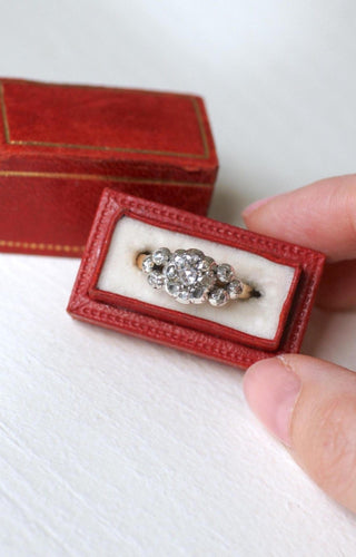 Bague 57.5 Bague - Bague jarretière marguerite en or rose 18k, argent et diamants 58 Facettes