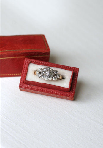 Bague 57.5 Bague - Bague jarretière marguerite en or rose 18k, argent et diamants 58 Facettes