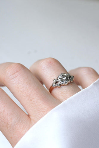 Bague 57.5 Bague - Bague jarretière marguerite en or rose 18k, argent et diamants 58 Facettes