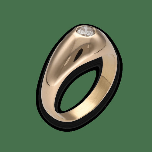 Bague 54 Bague jonc anglais en or jaune 18 carats avec diamant 0,25 ct G-VS (T54) 58 Facettes FB09951