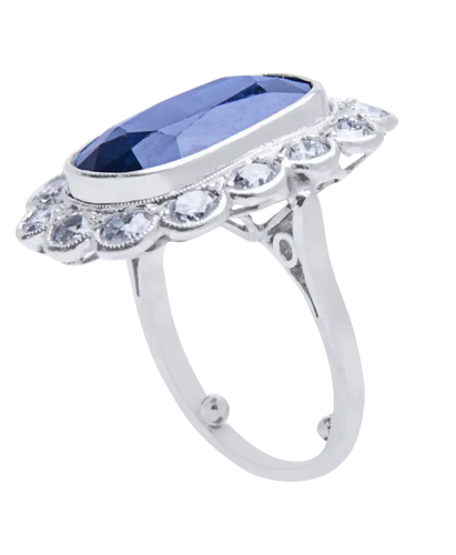 Bague 43 Shiny Marguerite - Bague marguerite en or blanc saphir de Ceylan et diamants 58 Facettes BO200038/SHINYMARGUERITE