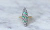 Bague 65 Bague marquise pavée en or jaune 18kt et diamants, émeraudes 58 Facettes
