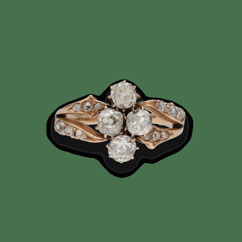 Bague 54 Napoléon III - Bague en or rose 18 carats et diamants, taille 54 58 Facettes FB10952