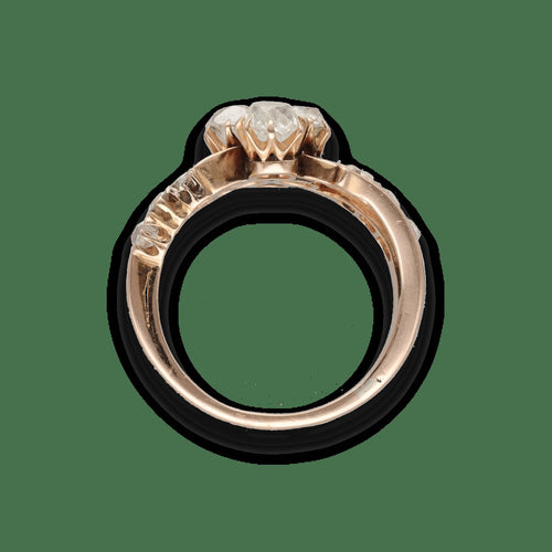 Bague 54 Napoléon III - Bague en or rose 18 carats et diamants, taille 54 58 Facettes FB10952