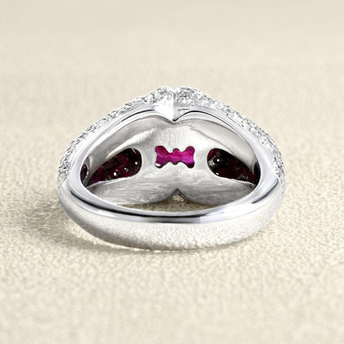 Bague 54 Bague en or blanc 18 carats avec rubis et diamants 58 Facettes 61200005