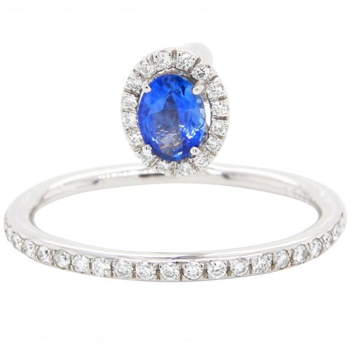 Bague 51 Bague en or blanc 18 carats avec saphir bleu et diamants 58 Facettes 61100040