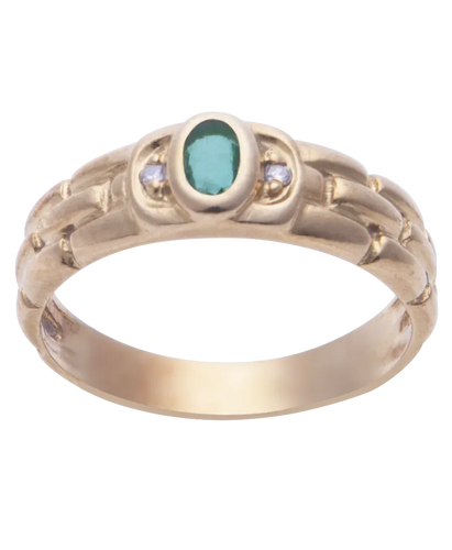 Bague 54 Brique Émeraude - Bague jarretière en or jaune 18K, émeraude et diamants 58 Facettes BO200192/BRIQUEEMERAUDE