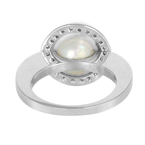 Bague 54 Bague en or gris 18 carats avec perle de culture et diamants 58 Facettes 61400032