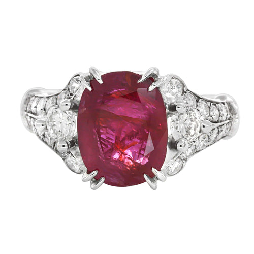 Bague Bague Or Gris, Rubis Non Chauffé et Diamants 58 Facettes OC-61200080