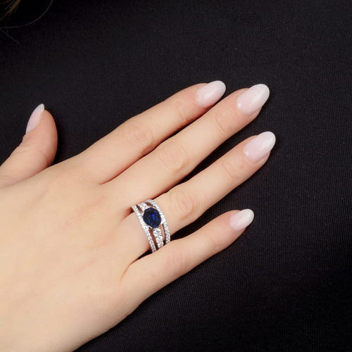 Bague 59 Bague en or gris avec saphir et diamants 58 Facettes 61100160