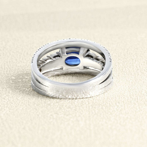 Bague 59 Bague en or gris avec saphir et diamants 58 Facettes 61100160