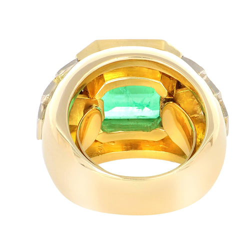 Bague 54 Bague en or jaune avec émeraude de Colombie et diamants 58 Facettes 61300079