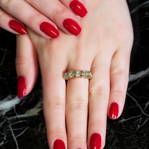 Bague 51 Bague demi-alliance en or jaune 750 et diamants 58 Facettes 60300017