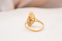 Bague 55 Bague Art Nouveau navette en or jaune 18 carats grenat et diamants 58 Facettes 3810