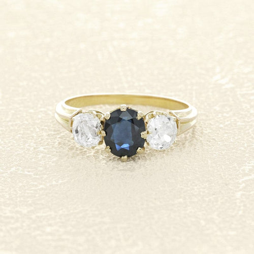 Bague 54 Bague en or jaune 18 carats avec saphir de Siam et diamants 58 Facettes OC-61100175