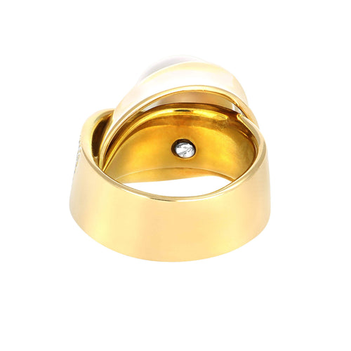 Bague 49 Bague perle d’Australie en or rose 18 carats pavée de diamants 58 Facettes 61400023