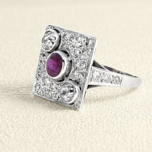 Bague 56 Bague en platine 950 rubis et diamants naturels 58 Facettes 61200064