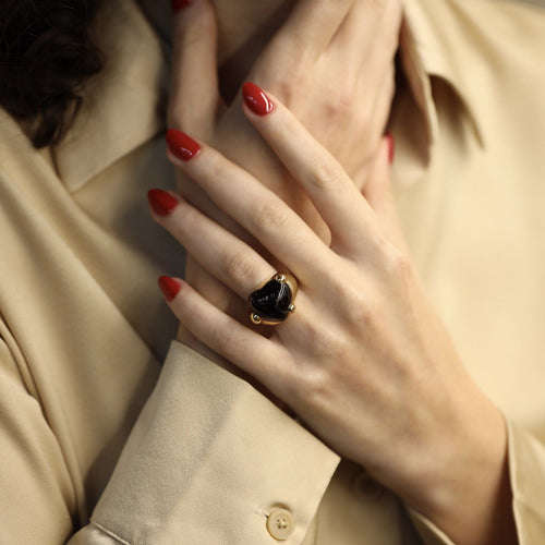 Bague 48 Pomellato Griffe - Bague en or jaune 18 carats et grenat, taille 48 58 Facettes FB11037