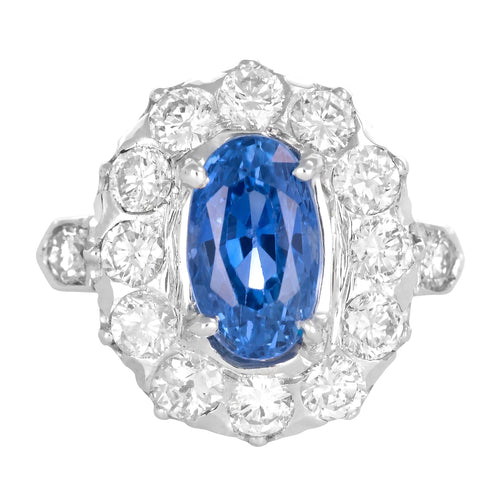 Bague 51 Bague Pompadour en or gris 18 carats avec saphir et diamants 58 Facettes 61100164